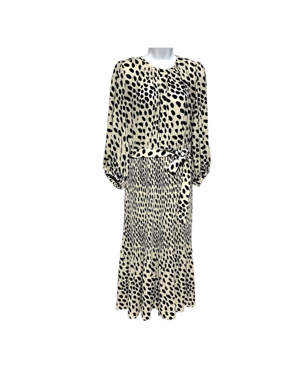 AYR Who’s She Hit Dot Midi Dress - Black on Cream